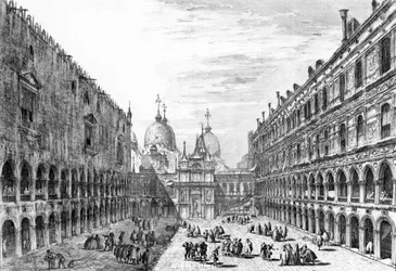 Ansicht von San Marco, Venedig vom Innenhof des Palazzo Ducale, 1741